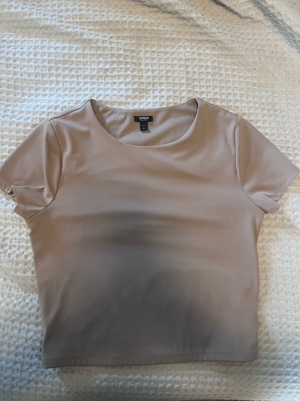 Express Neutral Taupe Scoop Neck Crop Top